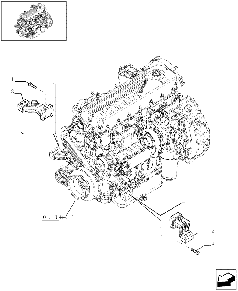 Схема запчастей Case F2CE9684C E002 - (0.04.4[01]) - ENGINE SUSPENSION (504129590) 