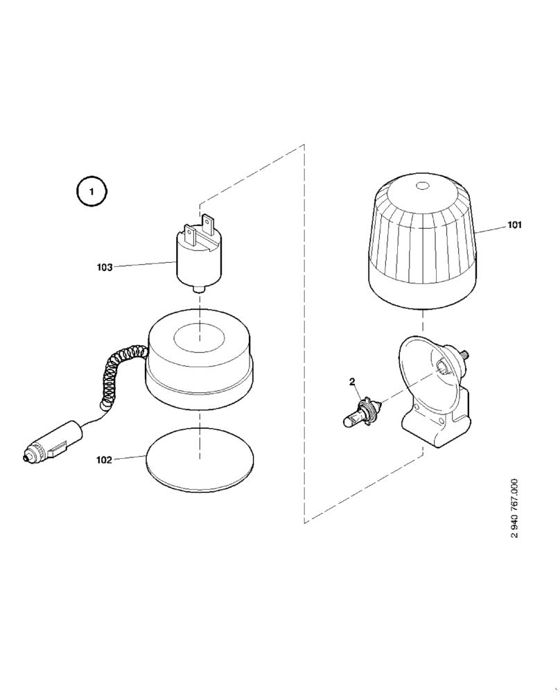 Схема запчастей Case 21E - (32.852[2940767000]) - BEACON LIGHT (55) - ELECTRICAL SYSTEMS