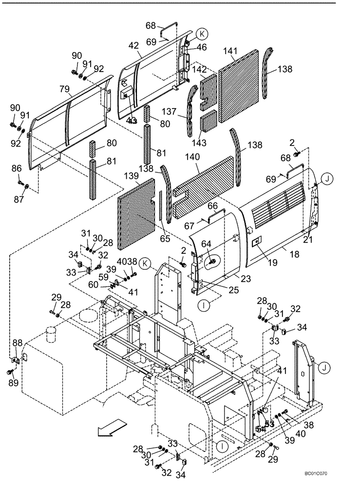 Схема запчастей Case CX210N - (09-06) - ACCESS DOOR - INSULATION (09) - CHASSIS