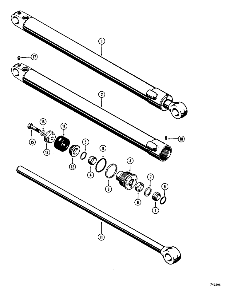 Схема запчастей Case 26 - (104) - D48506 AND D48507 LOADER LIFT CYLINDER, GLAND HAS SPLIT OUTER ROD WIPER-NO INDENTIFICATION RING 