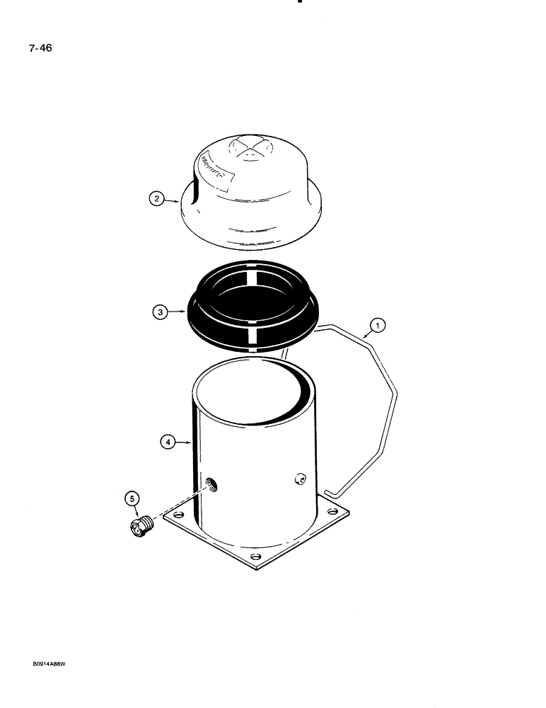 Схема запчастей Case 821 - (7-046) - BRAKE FLUID RESERVOIR - L124318 (07) - BRAKES