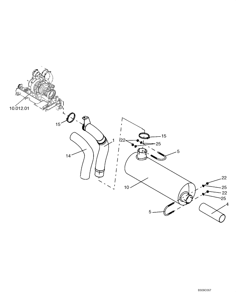 Схема запчастей Case DV210 - (10.254.01) - ENGINE EXHAUST MUFFLER (GROUP 135B-ND142602) (10) - ENGINE