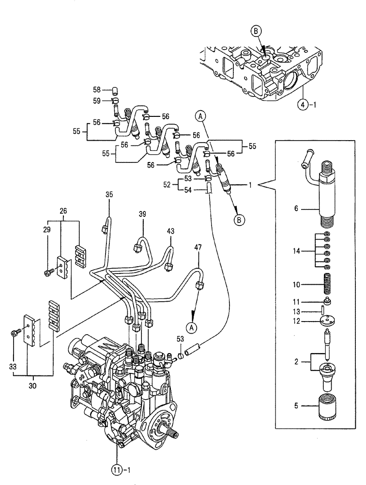 Схема запчастей Case CX50B - (09-012) - FUEL INJECTION VALVE ENGINE COMPONENTS