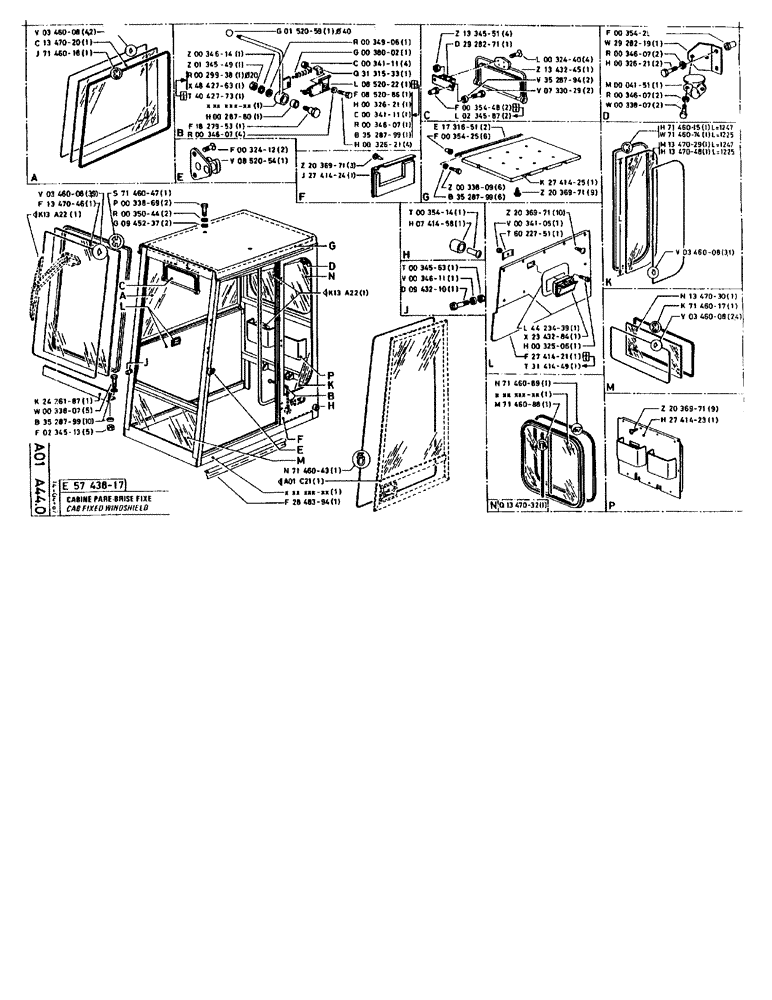 Схема запчастей Case 90BCL - (002) - CAB FIXED WINDSHIELD (05) - UPPERSTRUCTURE CHASSIS