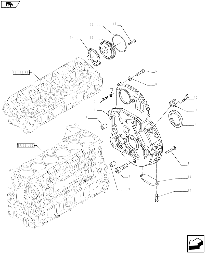 Схема запчастей Case F3BE0684N E918 - (10.103.03) - CRANKCASE COVERS (504045977-504170227) (10) - ENGINE