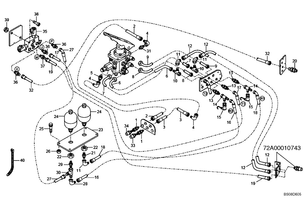 Схема запчастей Case 335B - (47A01002198[001]) - PARKING BRAKE HYDRAULIC CIRCUIT (SUPPLEMENTARY) (87482787) (09) - Implement / Hydraulics / Frame / Brakes