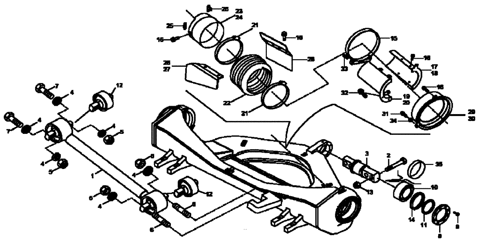 Схема запчастей Case 335B - (38A01000727[001]) - INSTALL, FRONT SUSPENSION (HHD0335BN8PG58147 AND AFTER ) (84236943) (09) - Implement / Hydraulics / Frame / Brakes