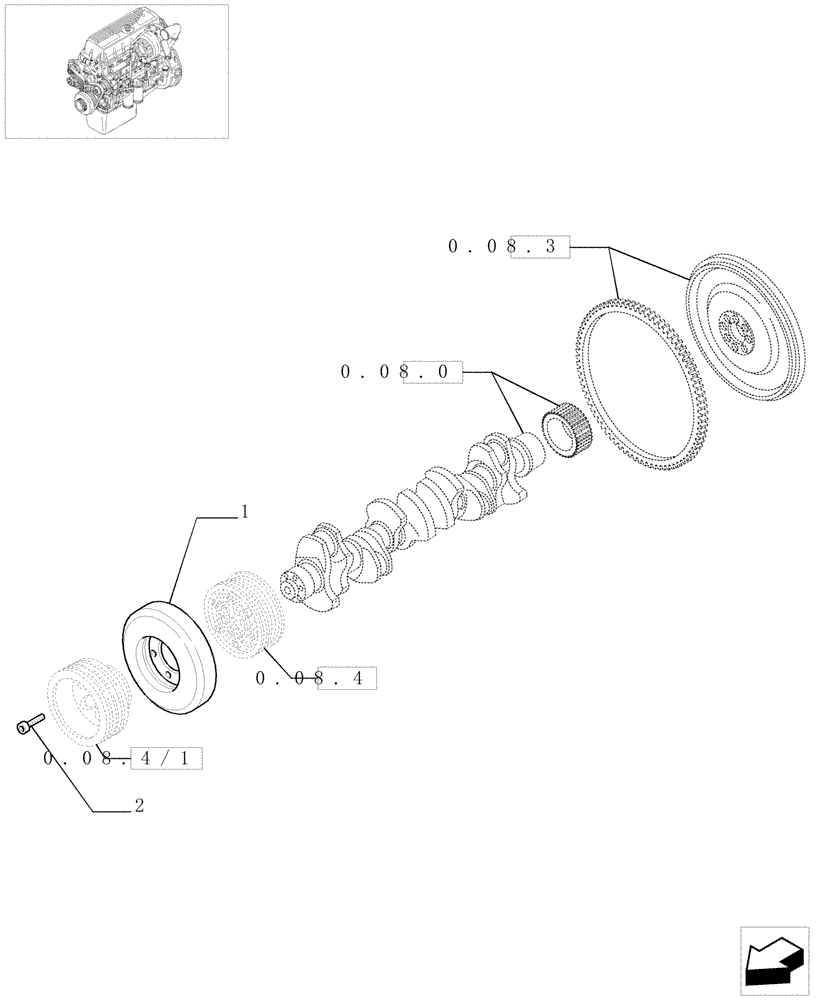 Схема запчастей Case F3BE0684E B003 - (0.08.42[01]) - DAMPER (504053219) 