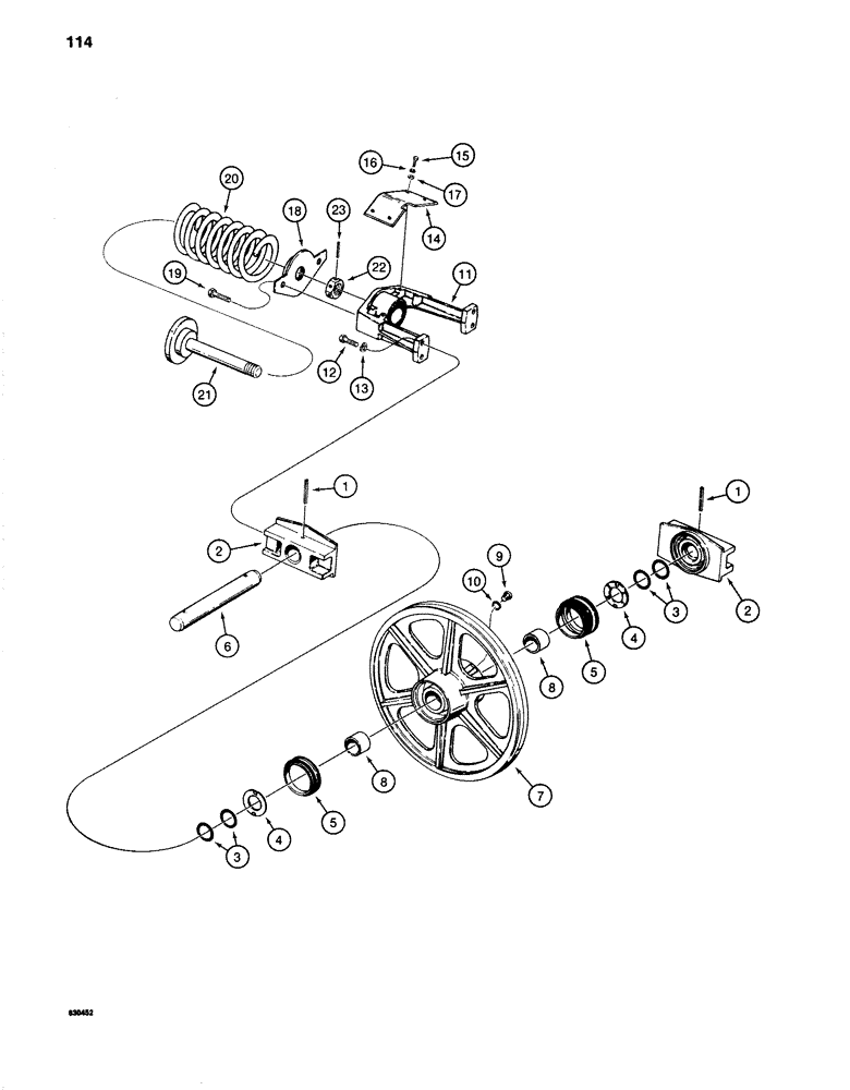 Схема запчастей Case 1280 - (114) - TRACK ADJUSTER AND IDLER (04) - UNDERCARRIAGE