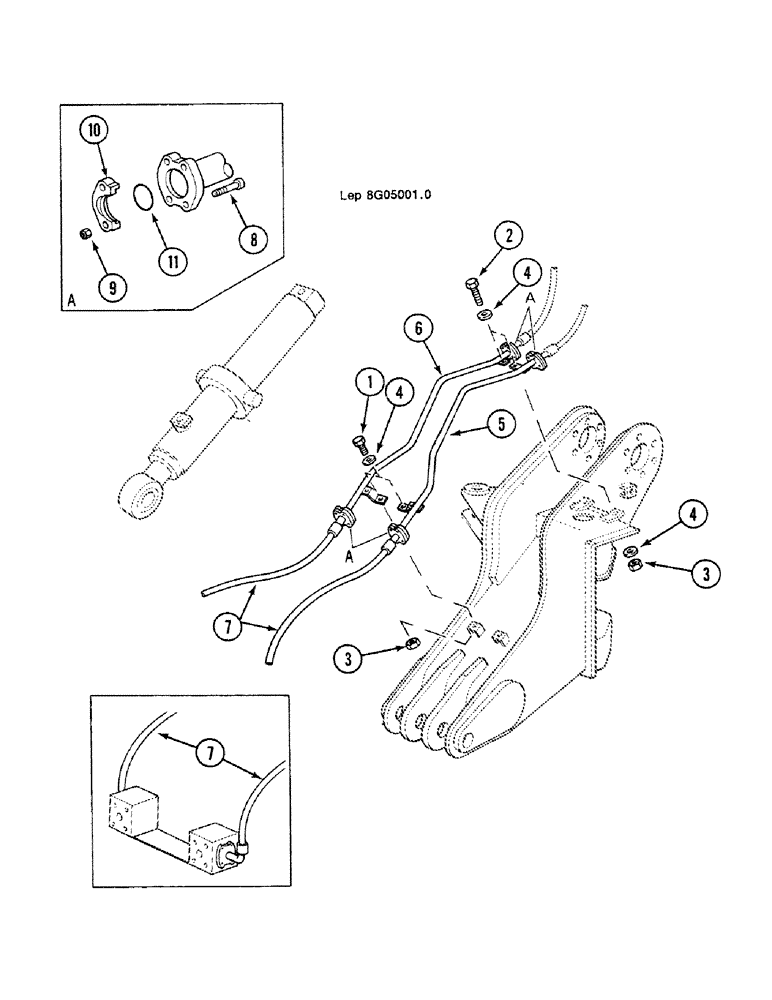 Схема запчастей Case 688C - (8G-014) - MOBILE SECTION HYDRAULIC CIRCUIT (OFFSET BACKHOE BOOM) (07) - HYDRAULIC SYSTEM