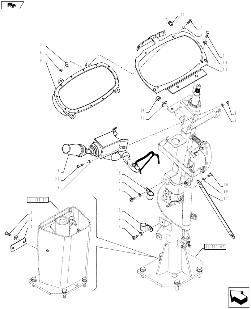 Схема запчастей Case 821F - (41.101.03) - CAB, STEERING COLUMN ACCESSORY (41) - STEERING