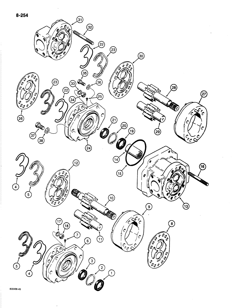 Схема запчастей Case 1187B - (8-254) - S615229 HYDRAULIC PUMP, USED ON MODELS WITH CASE ENGINE (08) - HYDRAULICS