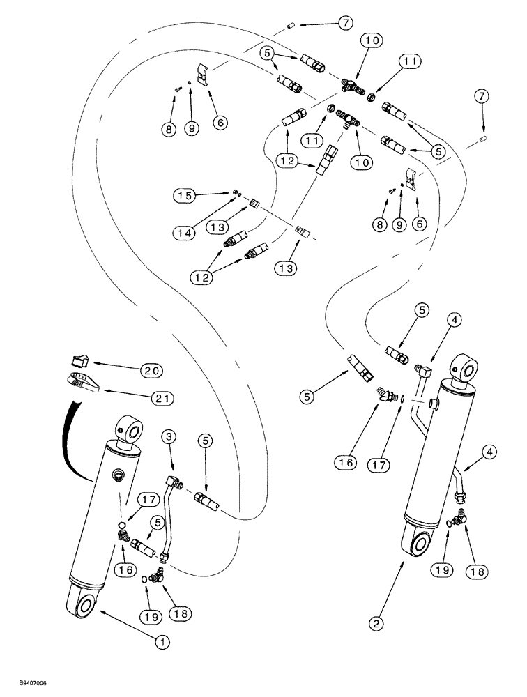 Схема запчастей Case 580SL - (8-018) - LOADER CLAM CYLINDER HYDRAULIC CIRCUIT AT LOADER BUCKET (08) - HYDRAULICS