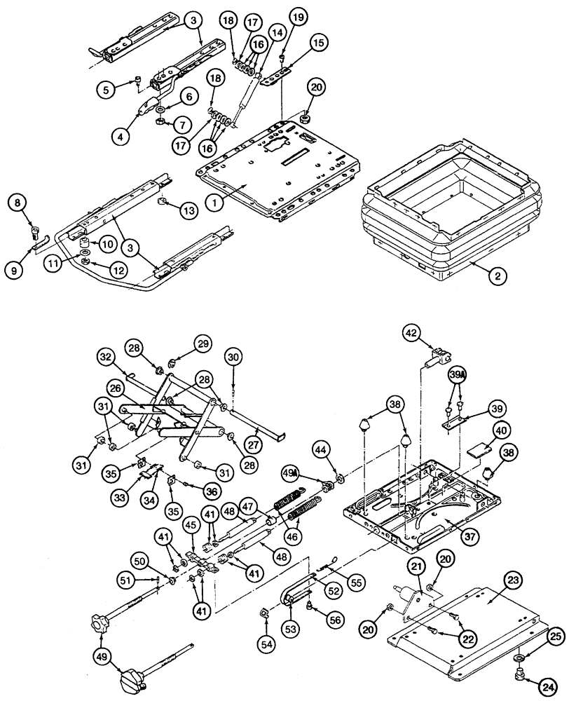 Схема запчастей Case 521D - (09-29) - SEAT ASSY, MECHANICAL SUSPENSION (09) - CHASSIS