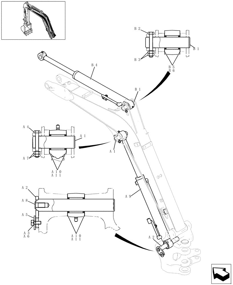 Схема запчастей Case CX22B - (552-01[1]) - DIPPER STICK CYLINDER (CAB) (35) - HYDRAULIC SYSTEMS