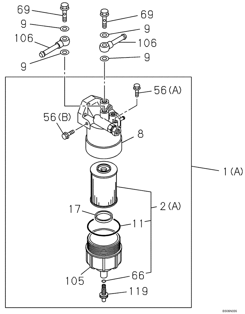 Схема запчастей Case CX210BLR - (03-07) - FUEL FILTER (03) - FUEL SYSTEM