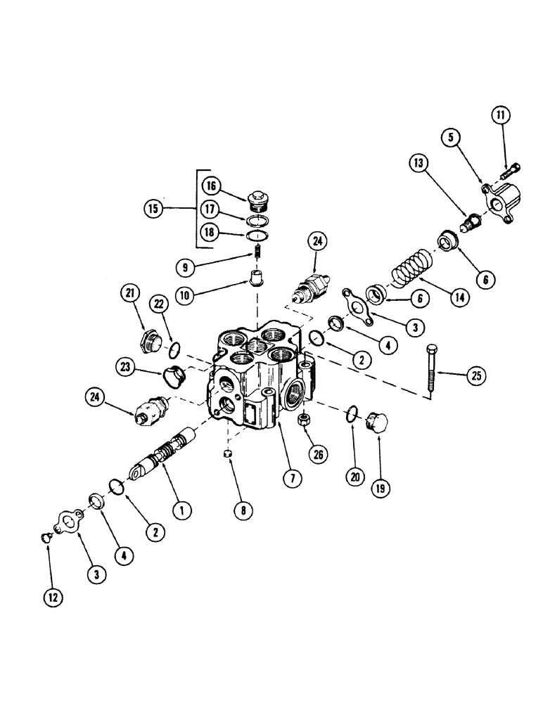 Схема запчастей Case 50 - (8-174) - 1-SPOOL MAIN CONTROL VALVE (08) - HYDRAULICS