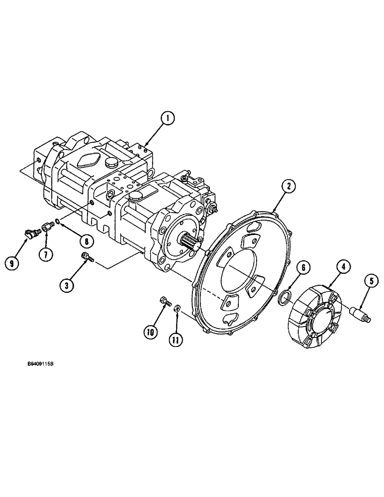 Схема запчастей Case 9030B - (8-004) - HYDRAULIC PUMP AND COUPLING (08) - HYDRAULICS