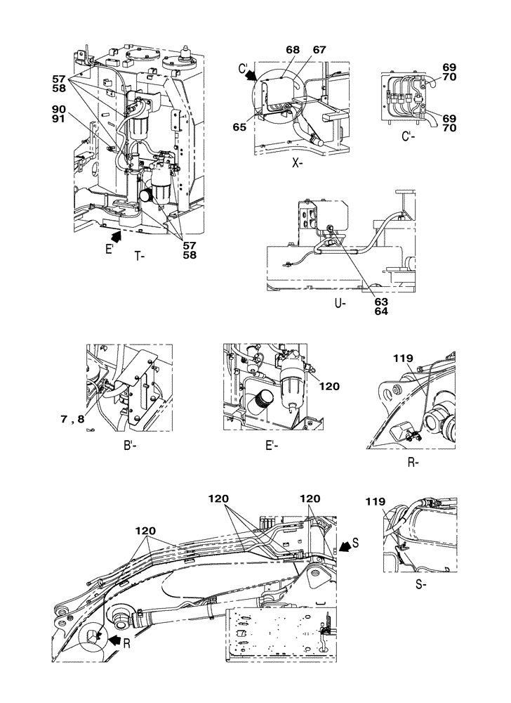 Схема запчастей Case CX350C - (04-001[04]) - CHASSIS ELECTRICAL CIRCUIT (04) - ELECTRICAL SYSTEMS