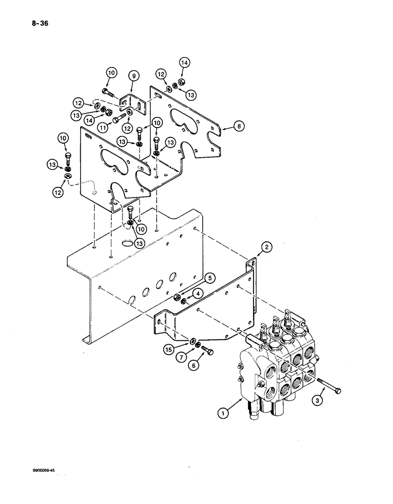 Схема запчастей Case 650 - (8-36) - EQUIPMENT CONTROL VALVE AND MOUNTING (08) - HYDRAULICS