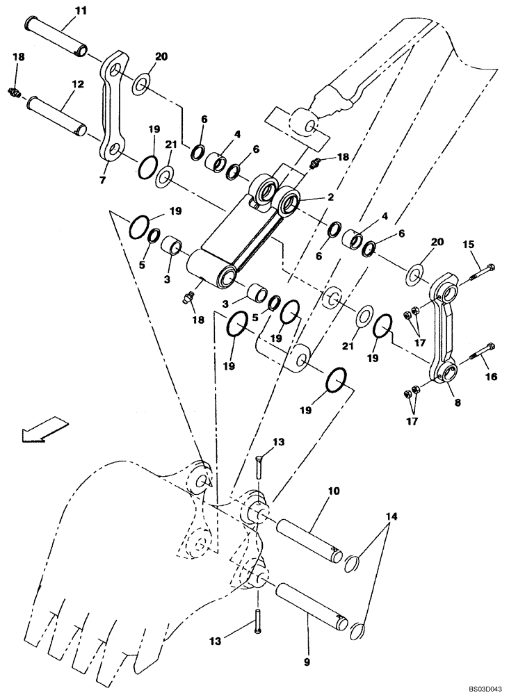 Схема запчастей Case CX80 - (09-55) - BUCKET LINKAGE, HEAVY DUTY (09) - CHASSIS/ATTACHMENTS