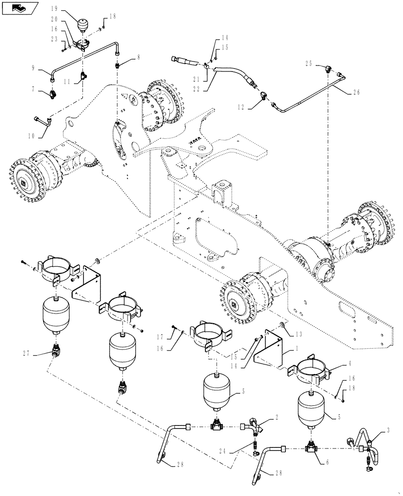 Схема запчастей Case 1121F - (33.202.04) - BRAKE ACCUMULATOR STANDARD (33) - BRAKES & CONTROLS