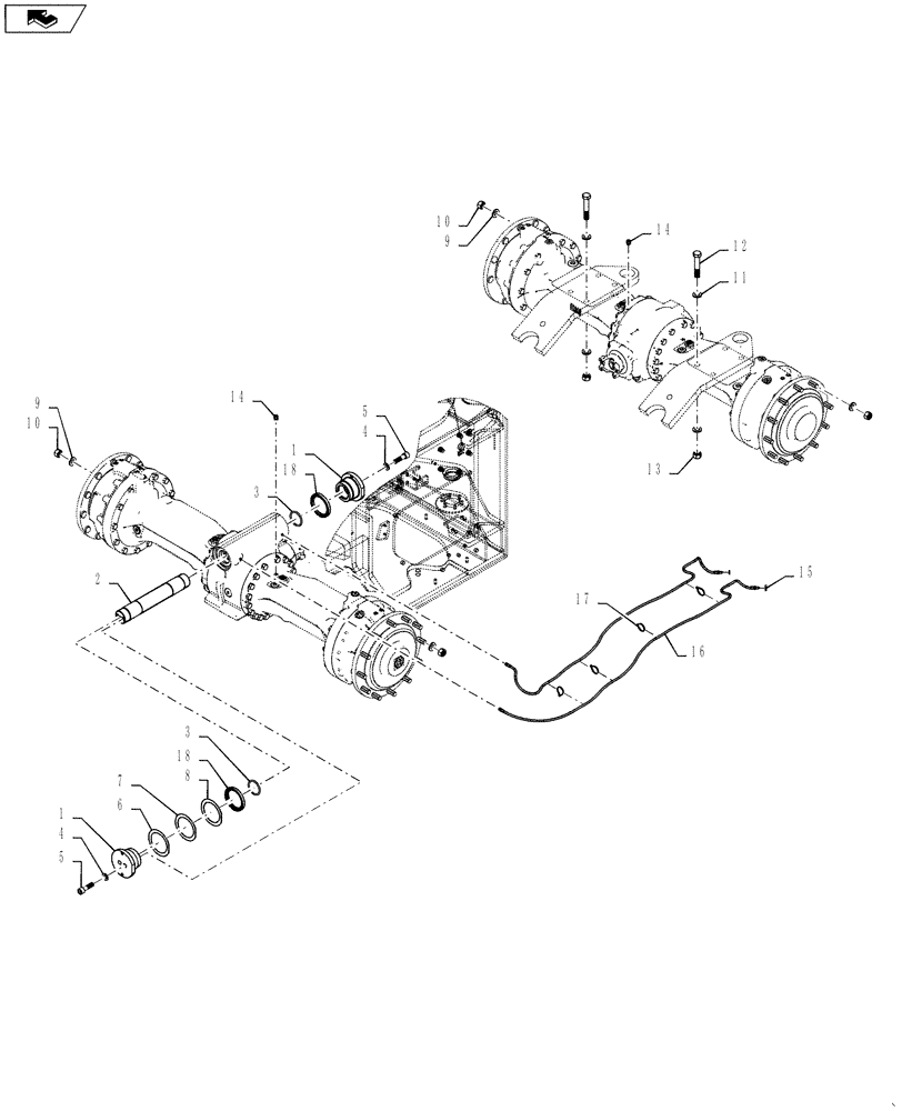 Схема запчастей Case 621F - (25.100.01) - LOCKING FRONT DIFFERENTIAL INSTALLATION (25) - FRONT AXLE SYSTEM