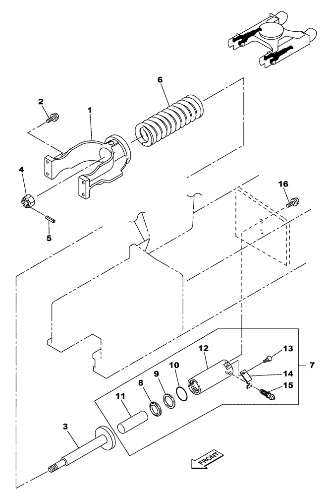 Схема запчастей Case CX250C - (05-004[00]) - TENSION DAMPER (11) - TRACKS/STEERING