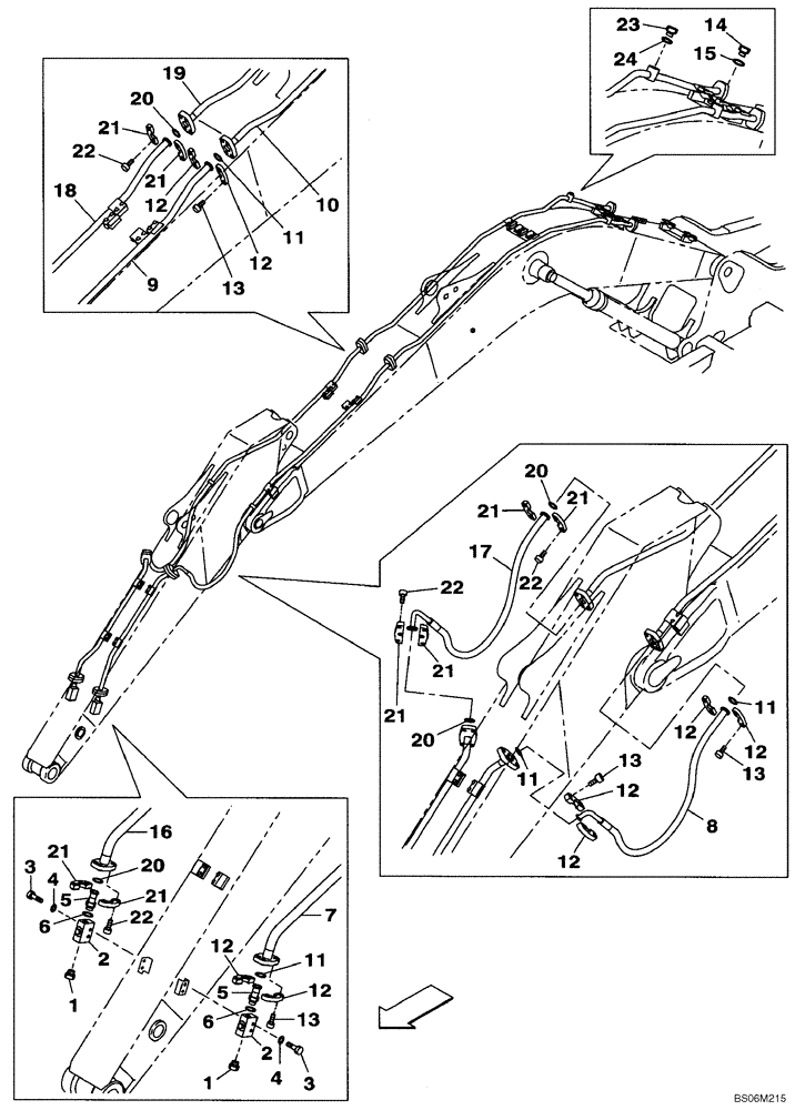 Схема запчастей Case CX290B - (08-41A) - OPTION LINE (BAR BASE) - 3.18 M ARM (08) - HYDRAULICS