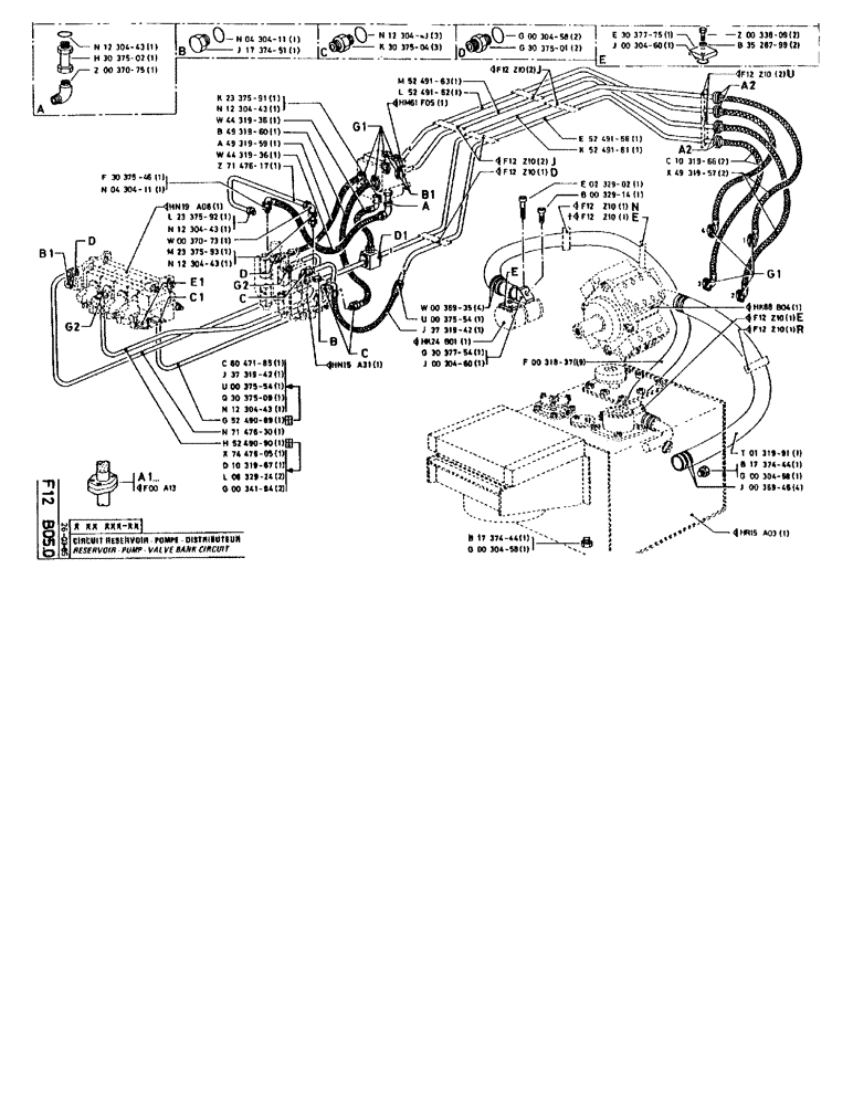 Схема запчастей Case 90BCL - (166) - RESERVOIR - PUMP - VALVE BANK CIRCUIT (07) - HYDRAULIC SYSTEM