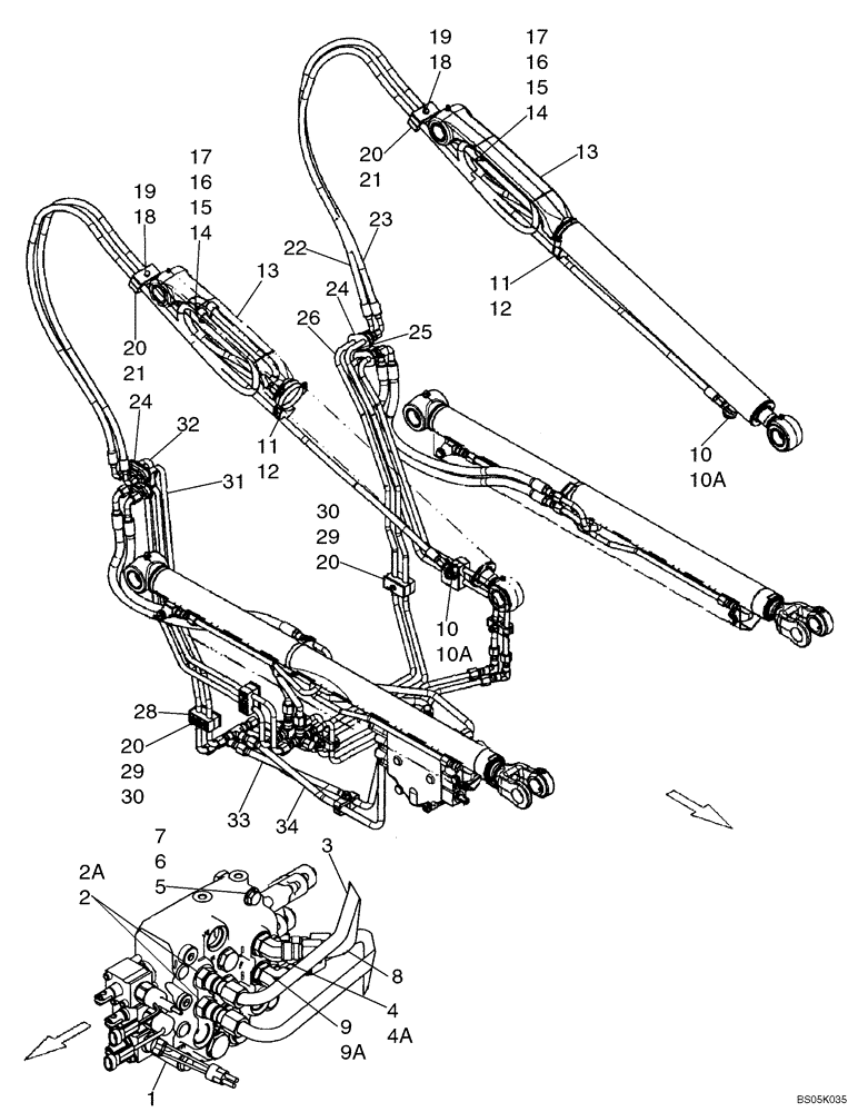 Схема запчастей Case 450CT - (08-02A) - HYDRAULICS - LOADER BUCKET (450, 450CT WITH IN-LINE PUMP/PILOT CONTROL) (08) - HYDRAULICS