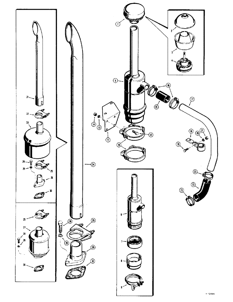 Схема запчастей Case 310G - (054) - AIR CLEANER AND EXHAUST SYSTEM - GAS (01) - ENGINE