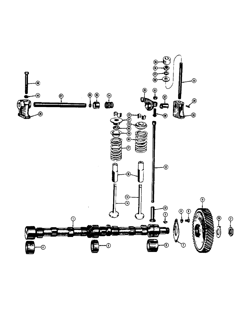 Схема запчастей Case 320 - (014) - CAMSHAFT, VALVES, PUSH RODS, AND GUIDES (01) - ENGINE