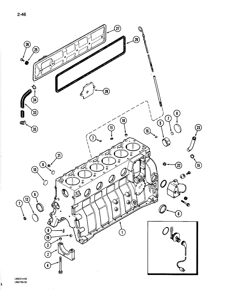 Схема запчастей Case 780C - (2-46) - CYLINDER BLOCK, 6T-590 ENGINE (02) - ENGINE