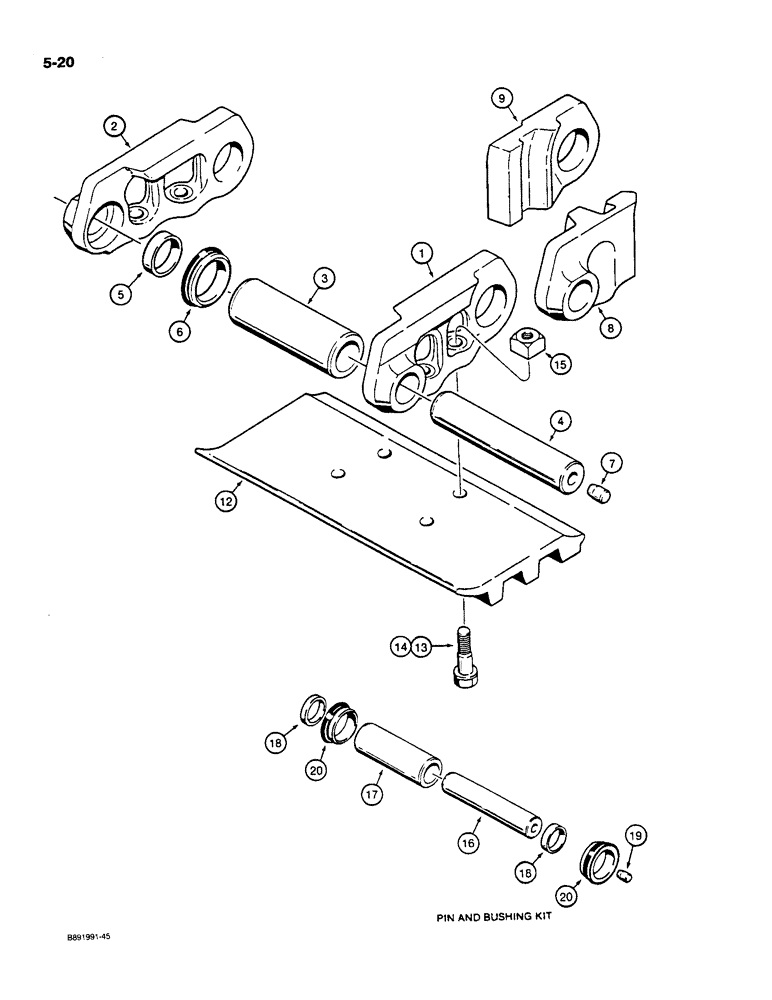 Схема запчастей Case 550 - (5-20) - CASE LUBRICATED TRACK CHAIN, IF USED, WITH SPLIT MASTER LINKS PRIOR TO P.I.N. JAK0013968 (11) - TRACKS/STEERING