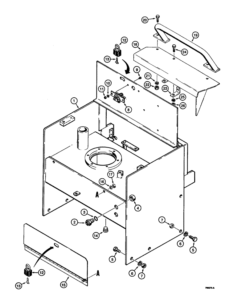 Схема запчастей Case 350B - (290) - COWL (HYDRAULIC RESERVOIR) AND INSTRUMENT PANEL COVERS (05) - UPPERSTRUCTURE CHASSIS