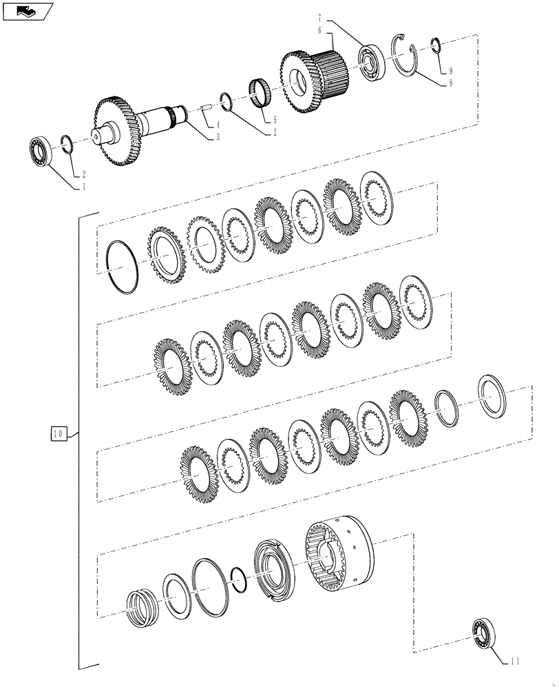 Схема запчастей Case 521F - (21.162.01) - REVERSE SHAFT ASSEMBLY (21) - TRANSMISSION