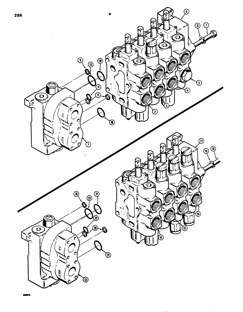 Схема запчастей Case 850B - (286) - R40916 FOUR SPOOL CONTROL VALVE, ANGLE TILT DOZER WITH BACKHOE (07) - HYDRAULIC SYSTEM