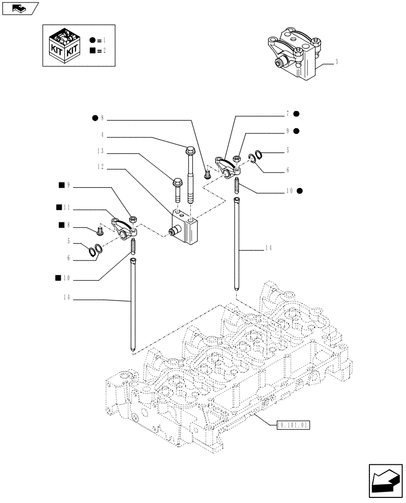 Схема запчастей Case F4GE9454K J604 - (10.106.02) - ROCKER SHAFT (2852867) (10) - ENGINE