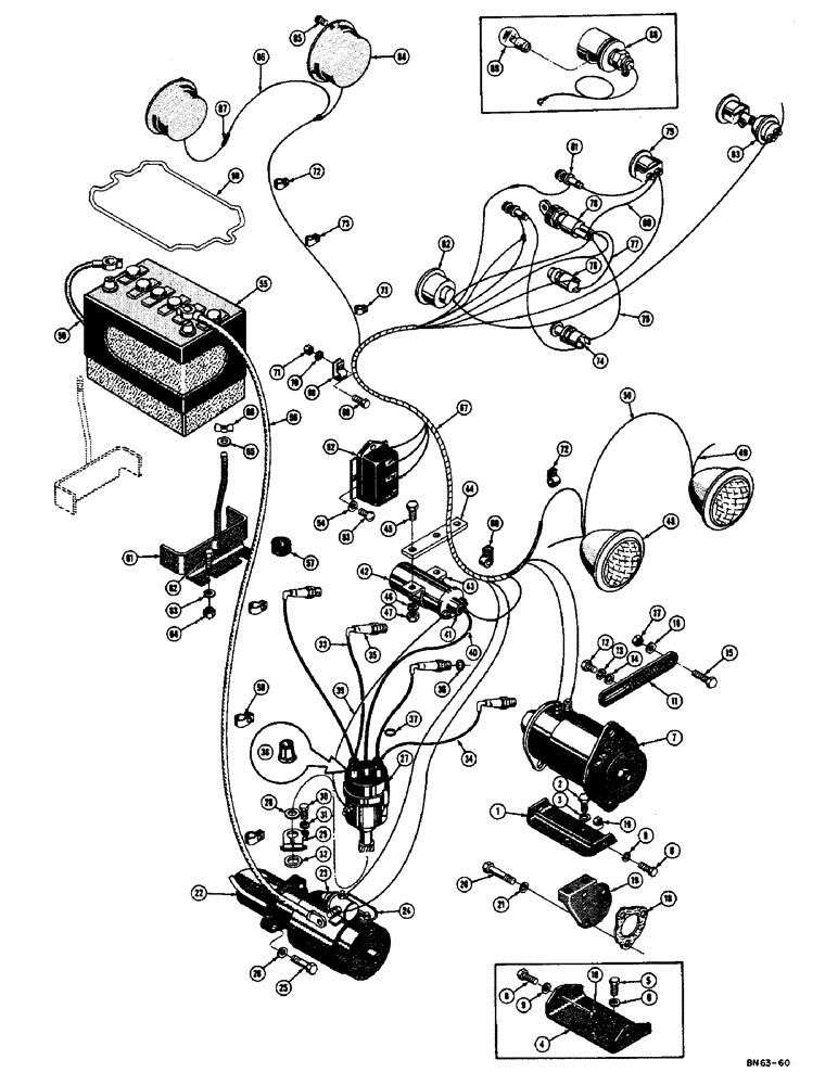 Схема запчастей Case 420B - (028) - STARTER, GENERATOR, BATTERY, AND WIRING (06) - ELECTRICAL SYSTEMS