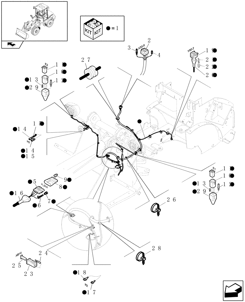 Схема запчастей Case 21E - (1.75.4) - FRONT FRAME HARNESS (06) - ELECTRICAL SYSTEMS