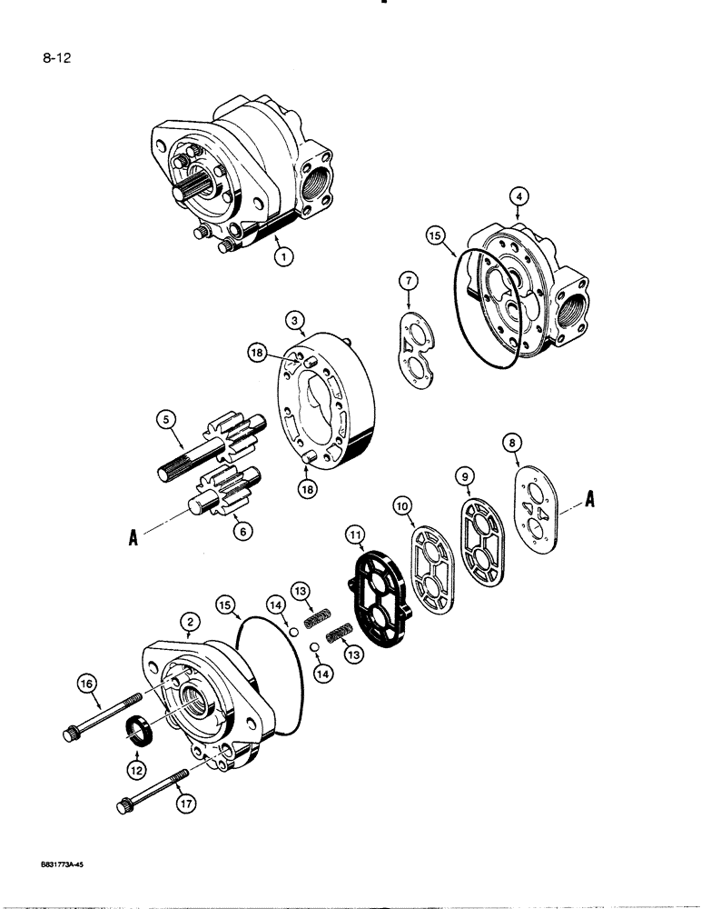 Схема запчастей Case 455C - (8-12) - D41390 HYDRAULIC PUMP ASSEMBLY (08) - HYDRAULICS