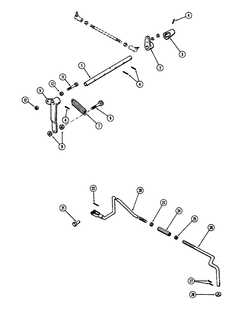 Схема запчастей Case 580B - (076) - LOWER THROTTLE LINKAGE, (188) SPARK IGNITION ENGINE (03) - FUEL SYSTEM