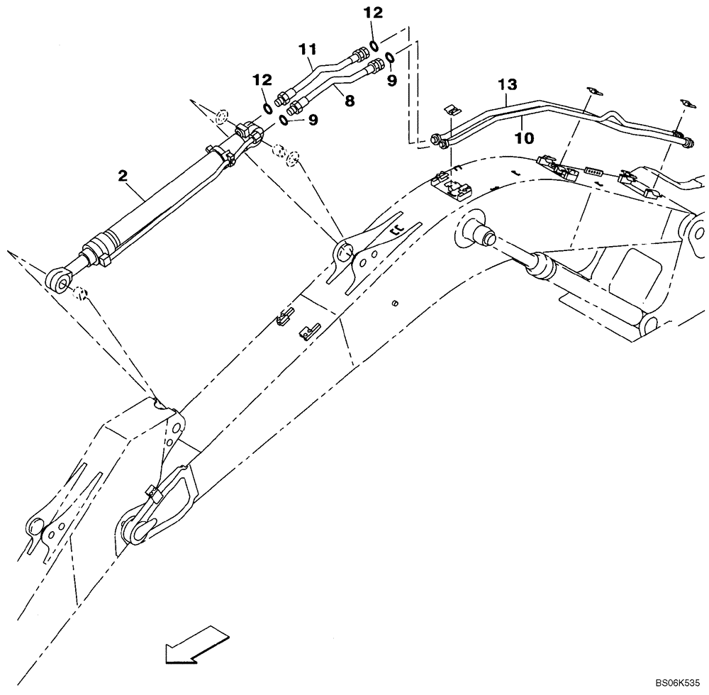 Схема запчастей Case CX210BLR - (08-12) - HYDRAULICS - ARM CYLINDER LINE (08) - HYDRAULICS