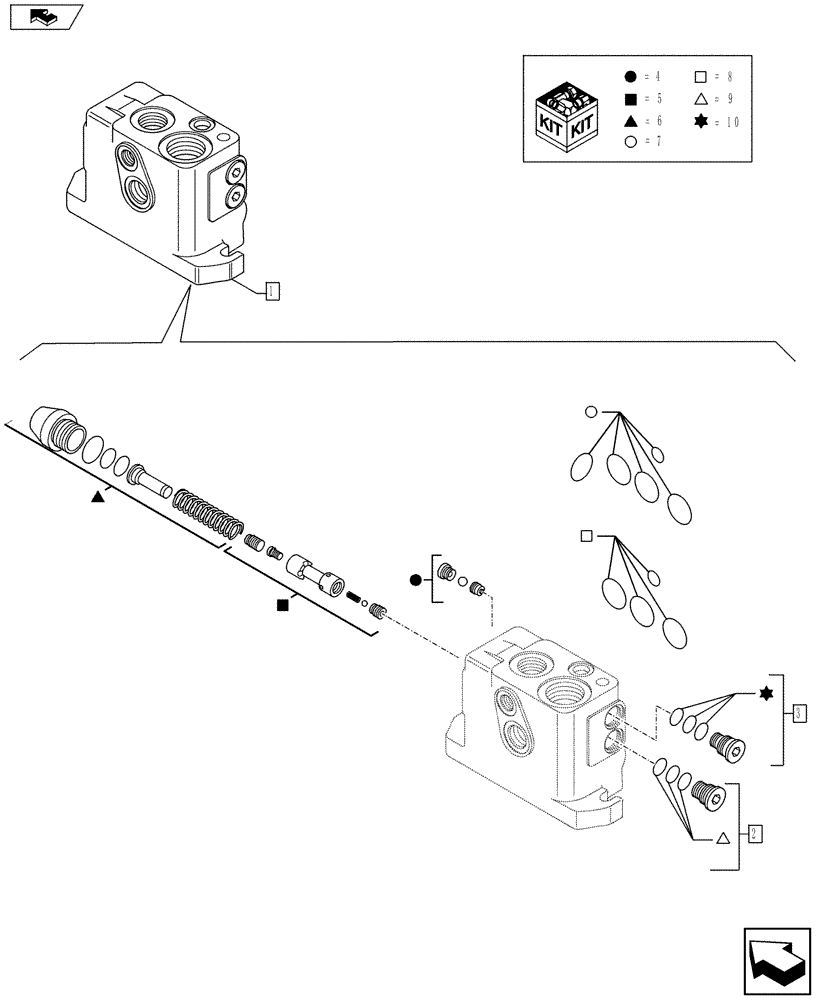 Схема запчастей Case 580SN WT - (35.724.09[02]) - LOADER CONTROL VALVE, 2 SECTIONS - INLET SECTION (35) - HYDRAULIC SYSTEMS