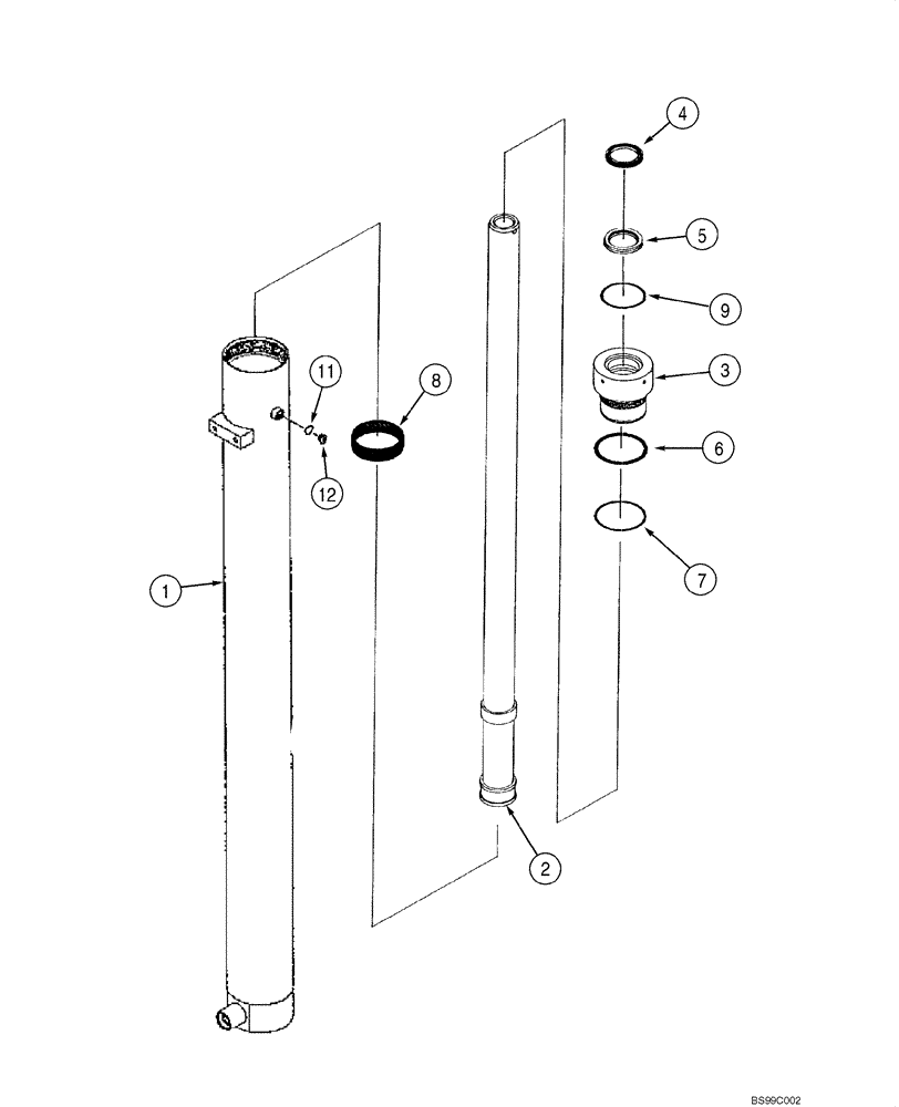 Схема запчастей Case 586G - (08-08) - CYLINDER ASSY (348743A1) - MAST LIFT (08) - HYDRAULICS