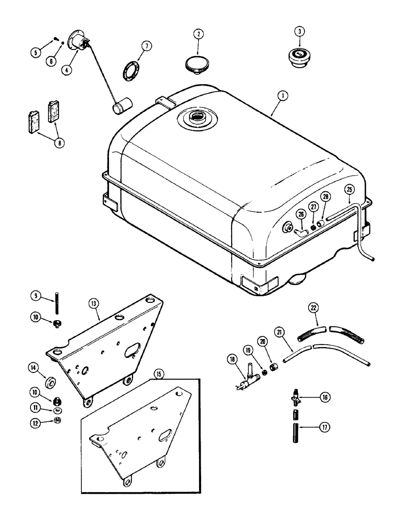 Схема запчастей Case 580 - (024) - FUEL TANK, (188) DIESEL ENGINE (10) - ENGINE