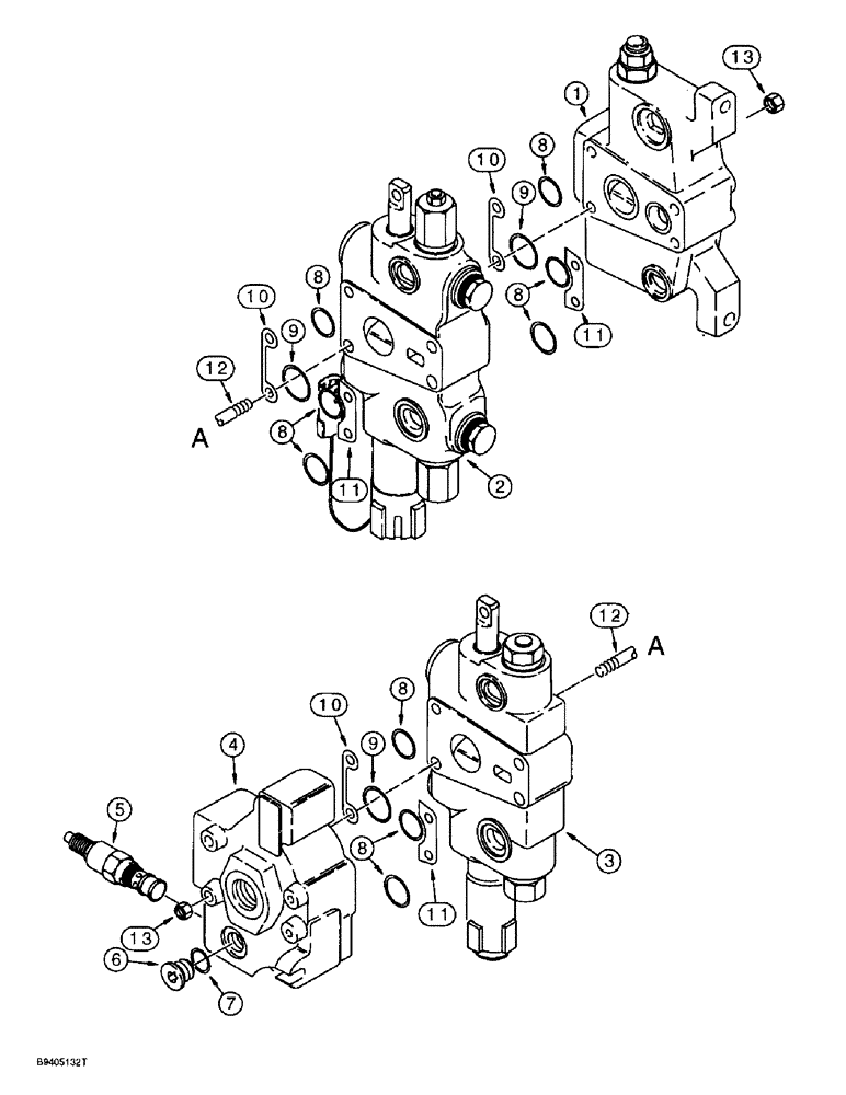 Схема запчастей Case 590SL - (8-084) - LOADER CONTROL VALVE, TWO SPOOL (08) - HYDRAULICS