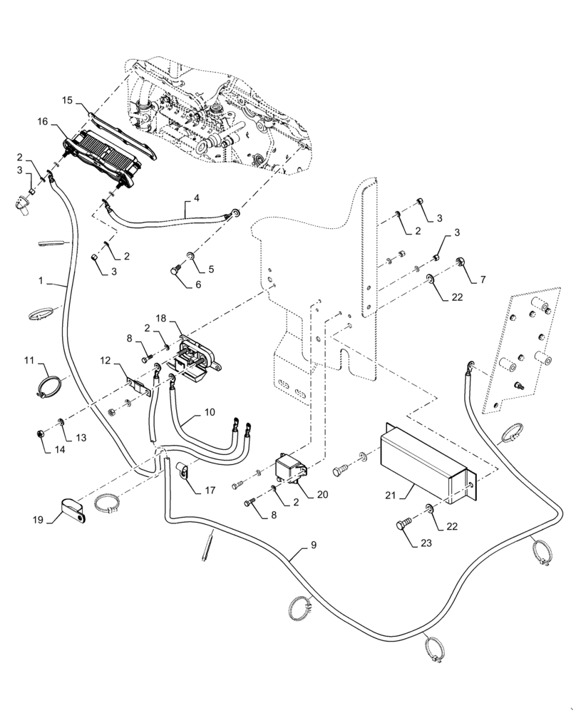 Схема запчастей Case 521F - (55.202.01[01]) - GRID HEATER INSTALLATION (55) - ELECTRICAL SYSTEMS