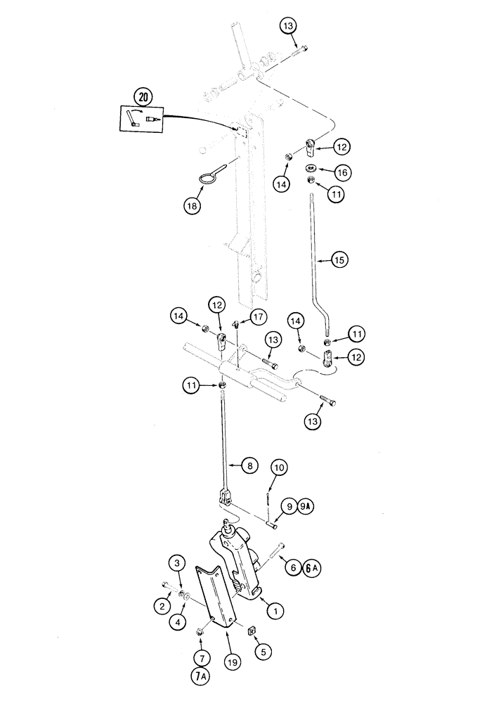 Схема запчастей Case 1835C - (8-64) - AUXILIARY CONTROL VALVE AND LINKAGE USED ON MODELS WITH FOOT OPERATED LOADER CONTROLS (08) - HYDRAULICS